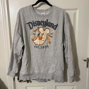Large Disney Parks Disneyland 2025 Halloween Mickey Mouse Ghost Sweatshirt Gray